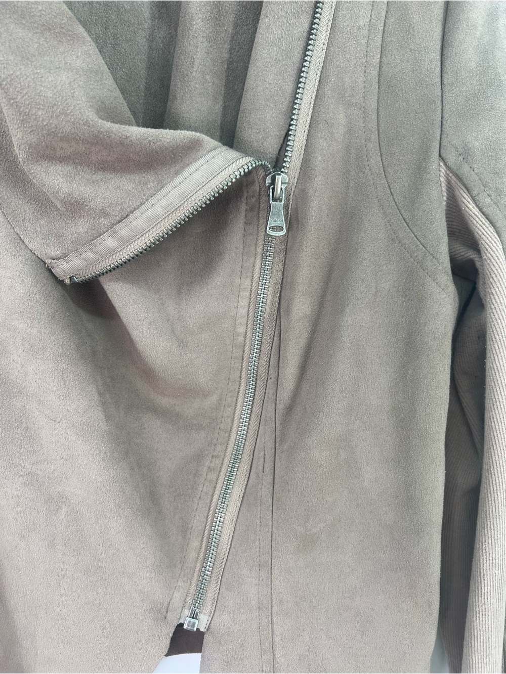 Vigoss Taupe Faux Suede Asymmetrical Lightweight Moto Zip Jacket M Medium - Picture 5 of 9